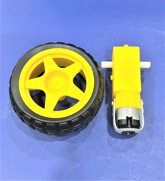 Động cơ ( mô tơ ) giảm tốc vàng + bánh xe 3v - 9v